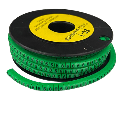 Grippes Cable Marker 6 Green reel of flexible numbered cable markers for wire identification
