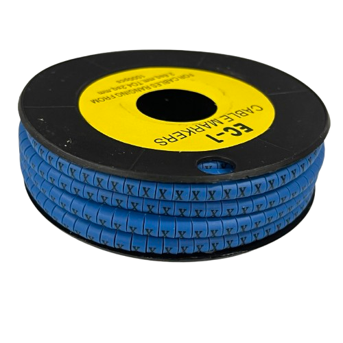 Grippes Cable Marker Blue - X on a spool for organizing and labeling cables easily