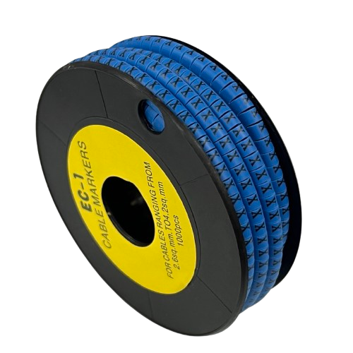 Grippes Cable Marker Blue - X on a roll for organizing cables and improving wiring clarity