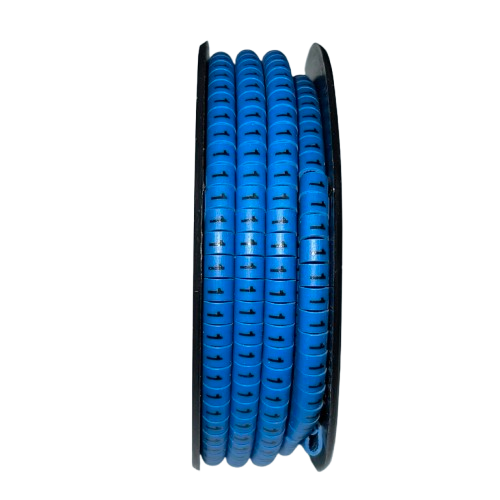 Spool of flexible blue cable ID rings for wiring and organization Cable Marker Blue 1 for easy wire labeling