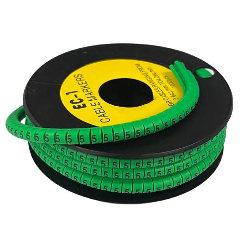 Grippes Cable Marker 5 Green spool of numbered green cable markers for wire labeling and identification