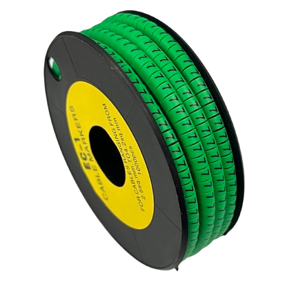 Grippes Cable Marker 7 Green spool for cable management with numbered segments for wire identification