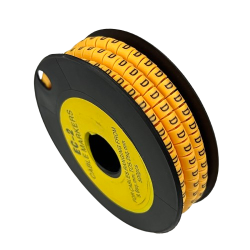 Grippes Cable Marker D - Yellow spool of adhesive D letter cable markers for wire identification