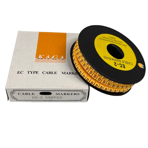 Grippes Cable Marker D - Yellow spool with printed D markers and box for cable management 500pcs