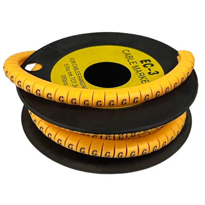 Grippes Cable Marker G - Yellow spool of flexible wire markers labeled G for cable organization