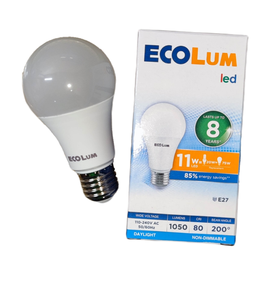 Ecolum 11W LED bulb E27 220V with energy efficiency and long lifespan packaging