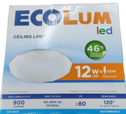 Ecolum 12W LED ceiling light daylight 6500K LED 220V with energy savings and high lumen output