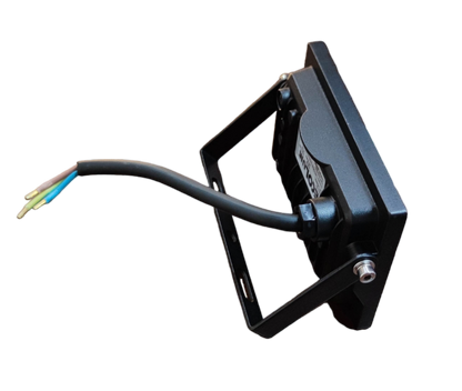 Ecolum 20W LED Flood Light 220V Daylight outdoor black adjustable bracket back view with exposed power cable