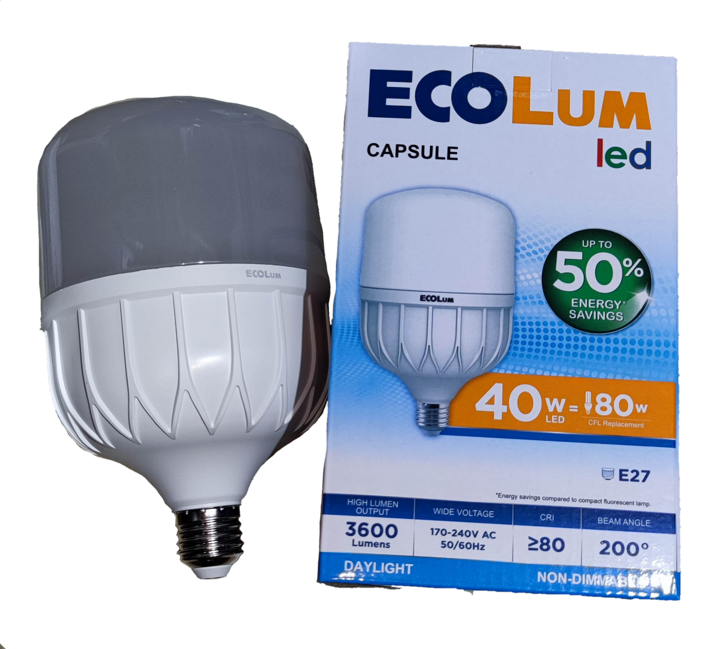 Ecolum 30W LED bulb Capsule E27 220V with energy-saving features and high lumen output for bright illumination