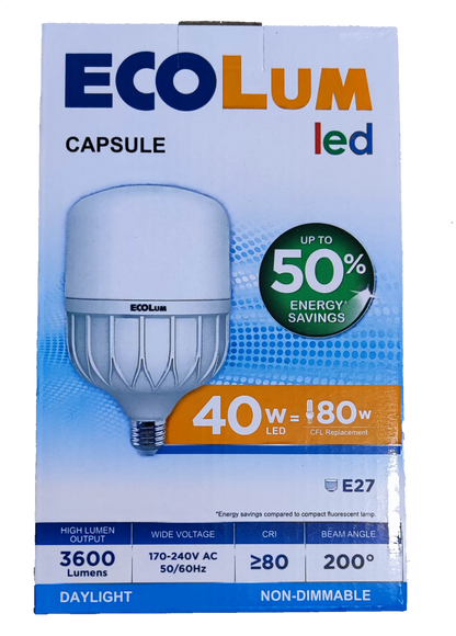 Ecolum 30W LED bulb Capsule E27 220V with high lumen output and energy-saving features