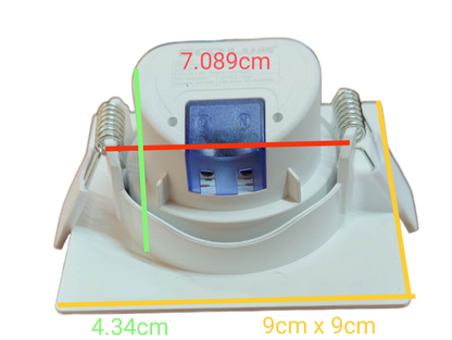 Ecolum 5W daylight 6500K ceiling light base with precise measurements and installation features