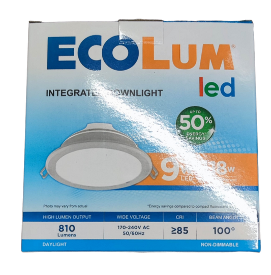 Ecolum integrated round recessed 6500K LED ceiling light 220V daylight downlight retail box packaging
