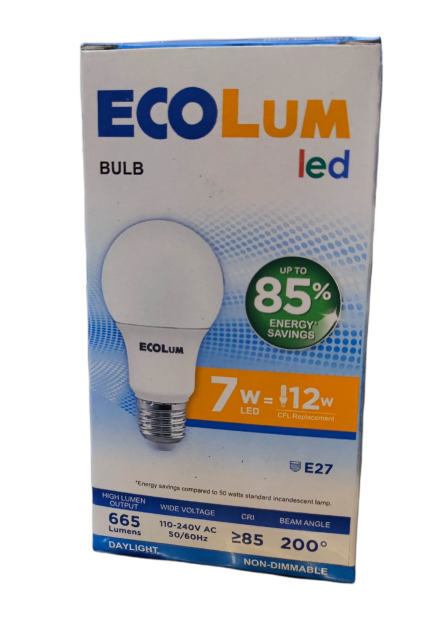 Ecolum 7W LED bulb E27 daylight 220V with high lumen output and energy savings features