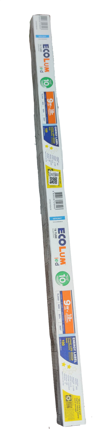 Ecolum 9W LED tube daylight energy-saving LED bulb in long white packaging