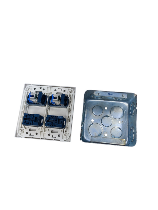 Panasonic 2 Gang CAT6 with 2 Gang Telephone Outlet Data with Voice and Utility Box WEG6804+(2XWEG24886)+(2XWEG2164)+Utility Box