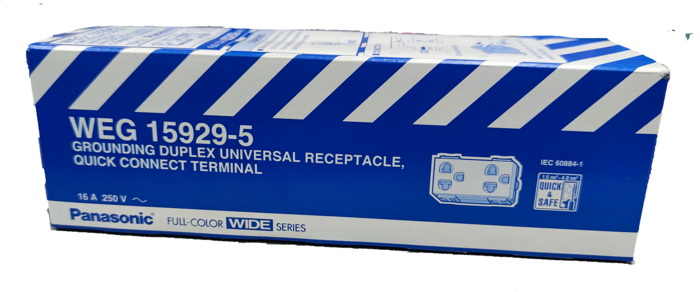 Panasonic Duplex Outlet with Ground Universal 16A 250V (10PCS), Duplex Universal Outlet with Ground, 2 Gang Universal Outlet with Ground WEG15929