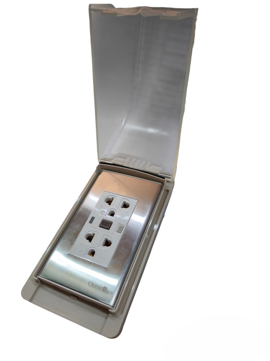 Omni Weatherproof GFCI Duplex Outlet with Stainless Plate 20A 250V WPP-605+WWP-113S+WD933