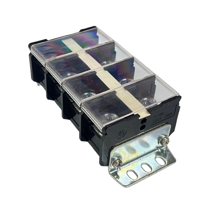 Auspicious 100A Terminal Block with Cover 4 Pairs black housing clear hinged covers metal mounting bracket