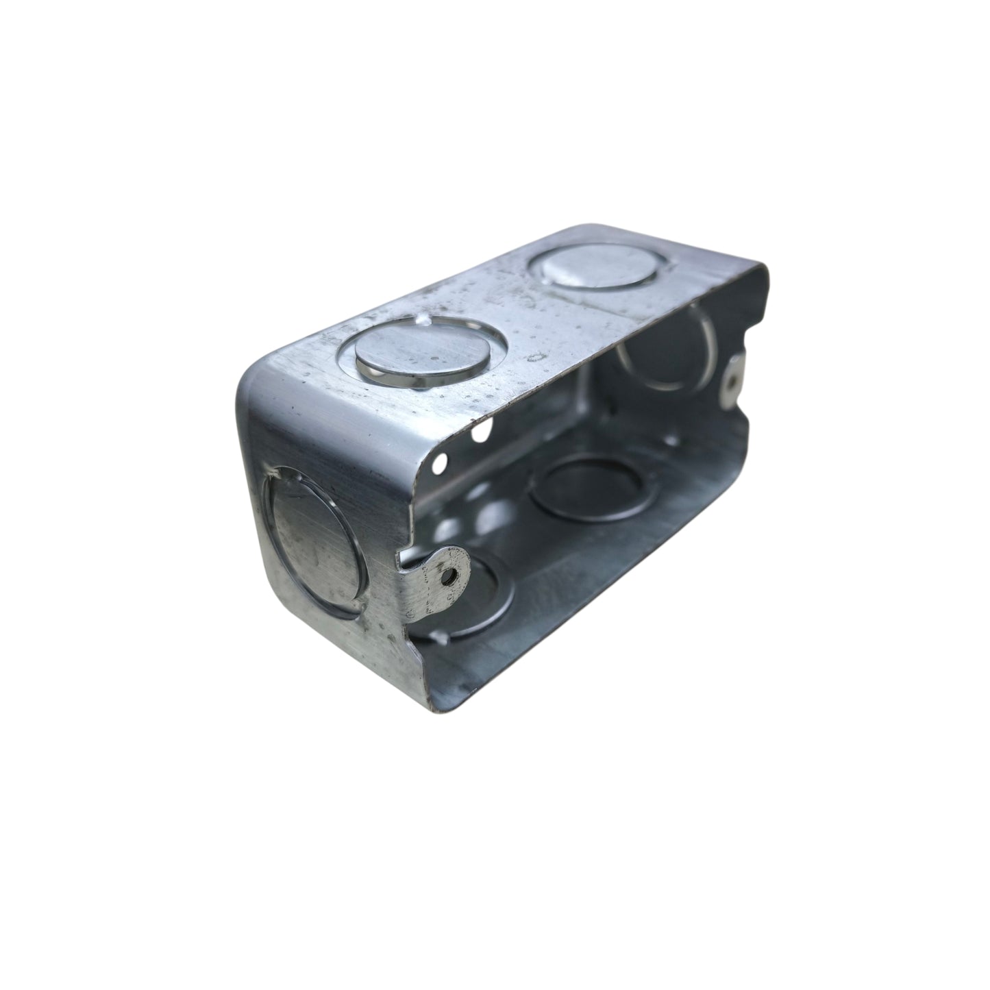 2x4 Metal Utility Box Gauge 16 galvanized steel two gang electrical box with knockouts and mounting ears