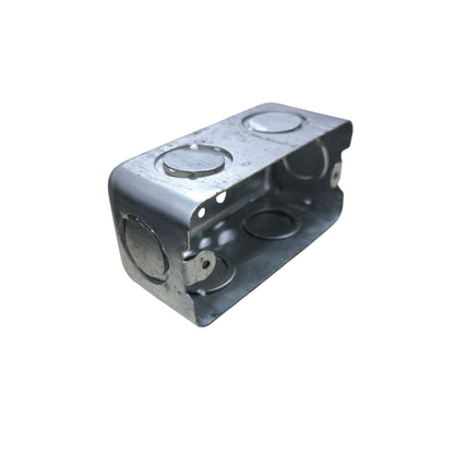 2x4 Metal Utility Box Gauge 16 galvanized steel two gang electrical box with knockouts and mounting ears