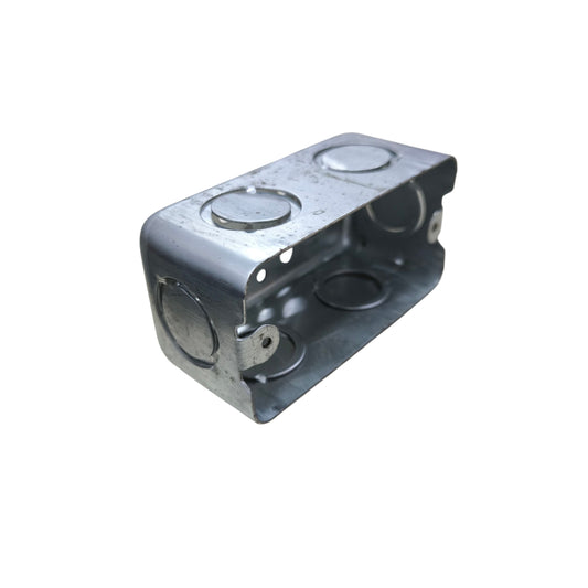 2x4 Metal Utility Box Gauge 16 galvanized steel two gang electrical box with knockouts and mounting ears