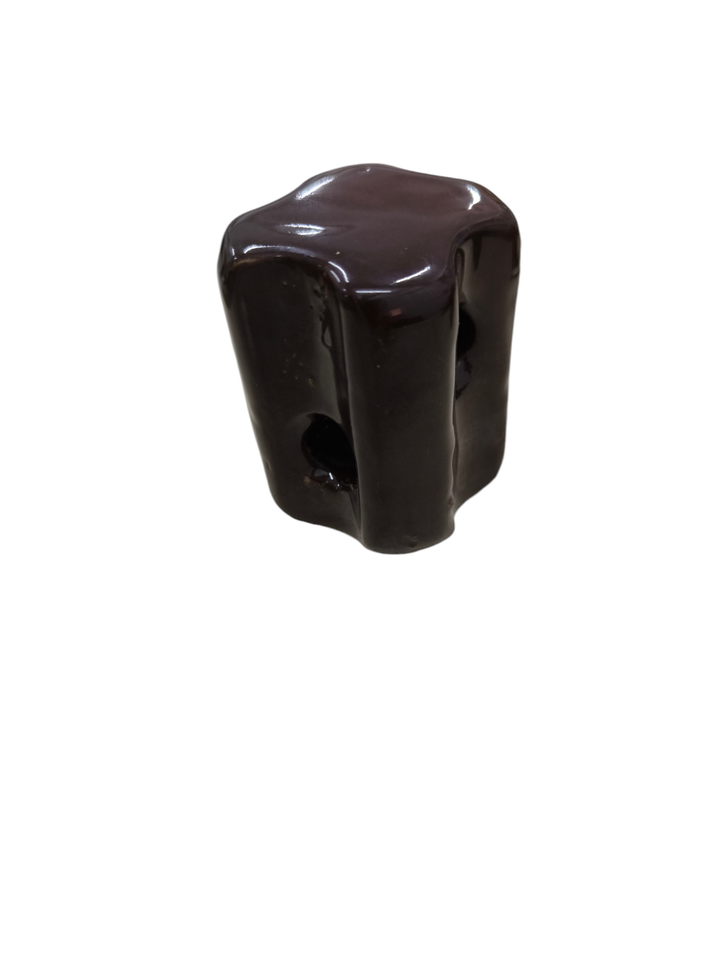 Local electrical ball insulator in dark brown ceramic for electrical circuitry and parts