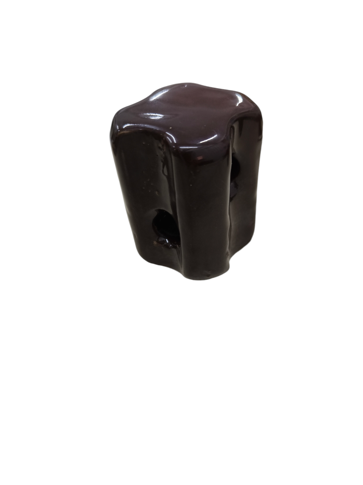 Local electrical ball insulator in dark brown ceramic for electrical circuitry and parts