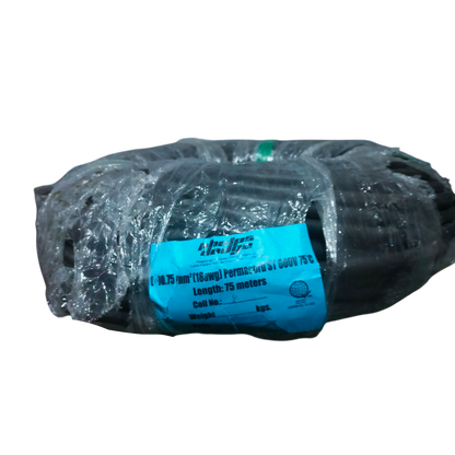 Phelps Dodge 18 gauge 2 core electrical wire wrapped in plastic with blue label