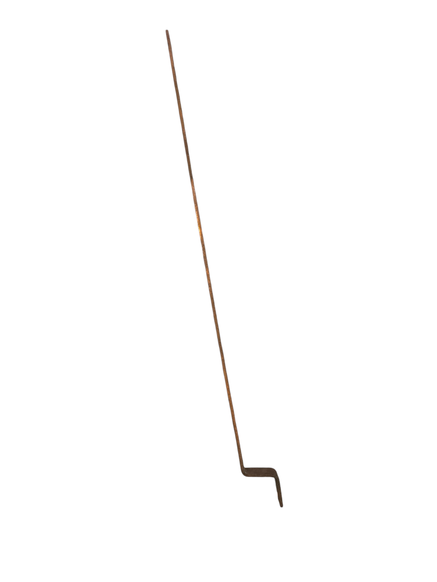 Long copper bus bar with holes and bend for electrical grounding and panel connections