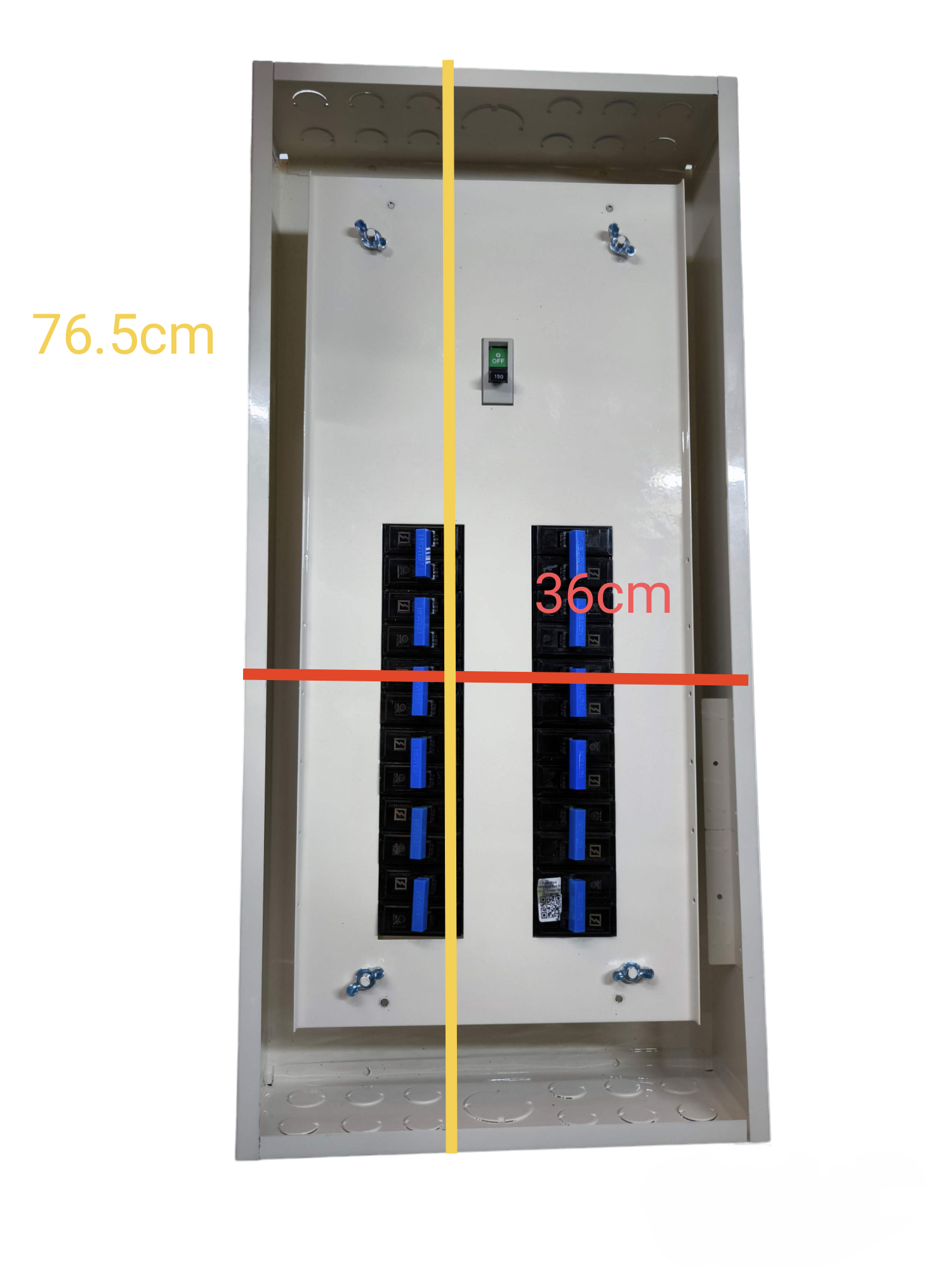 Koten electrical panel with two vertical breaker rows and metal enclosure 12 Branches 2P 125A Main with HPH B-On .