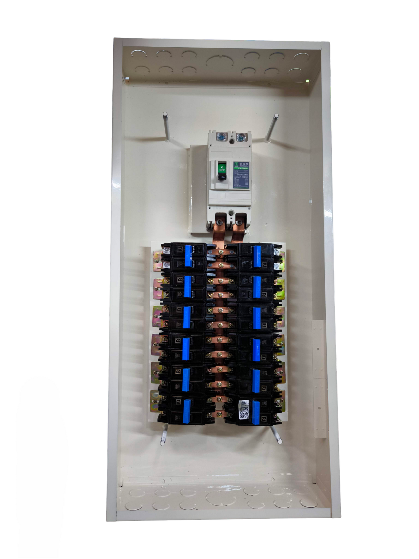 Koten electrical panel with main breaker and 12 branch breakers on copper bus bars 12 Branches 2P 125A Main with HPH B-On .