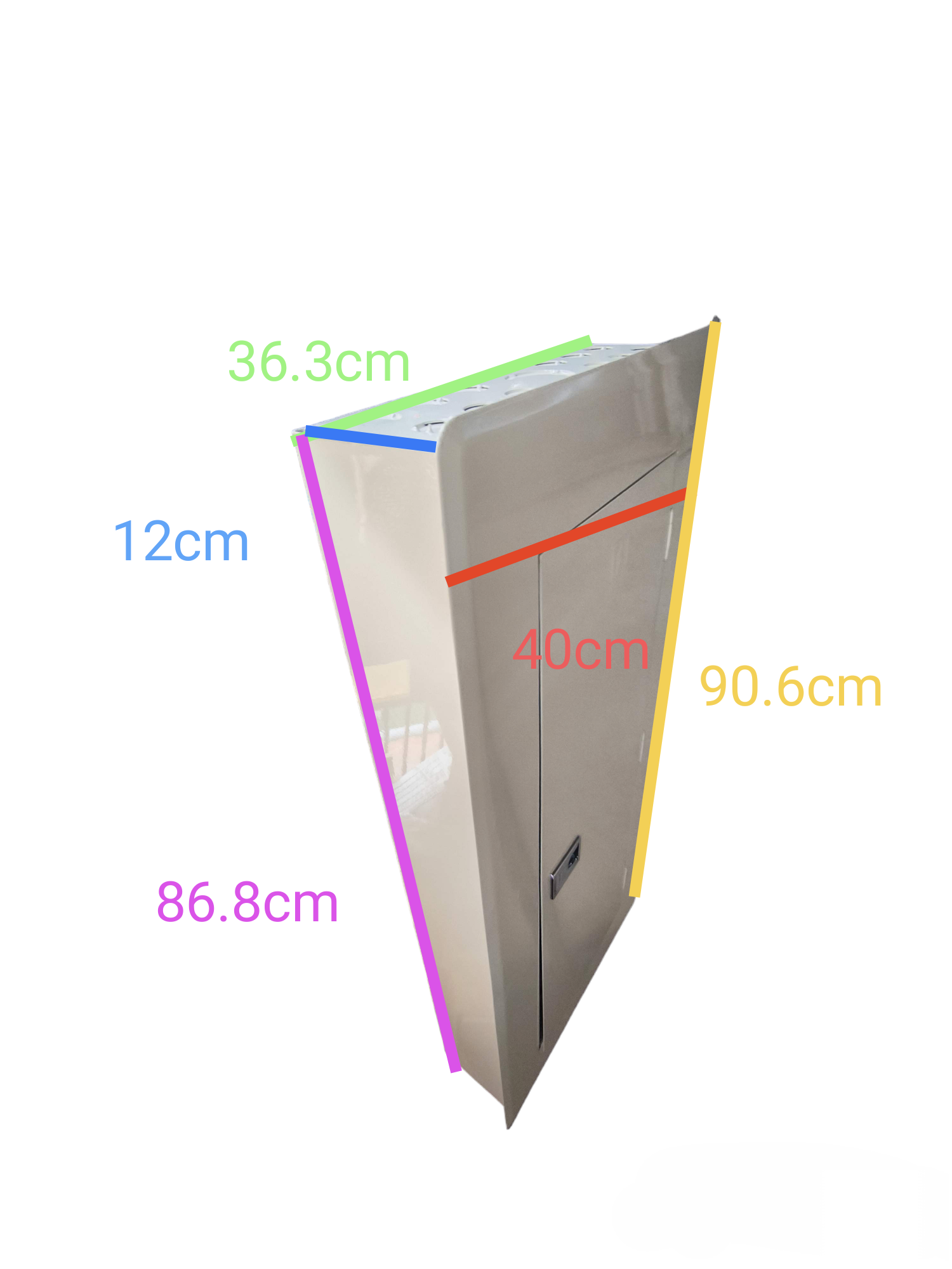 Koten metal electrical enclosure Panel Board 225A 2Pole 250SPS with front door and dimension markings