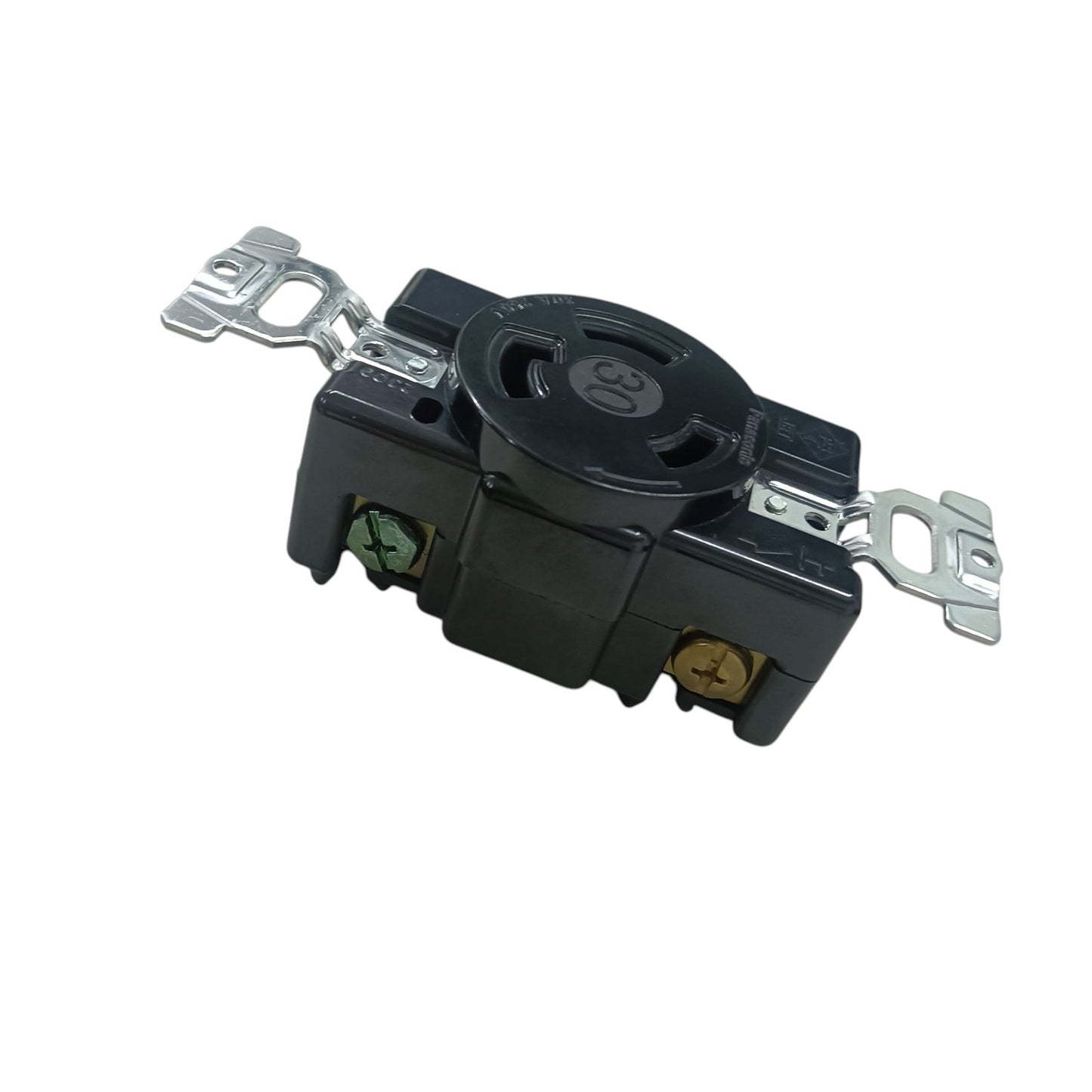 Panasonic black locking receptacle with mounting brackets and terminals NEMA L6 250V industrial outlet