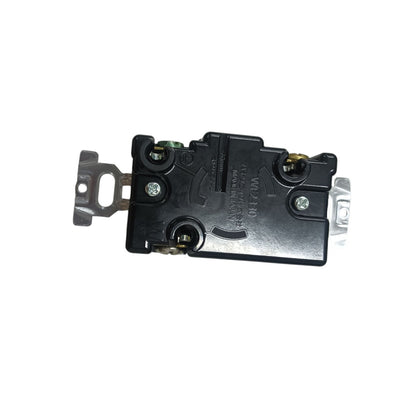 Panasonic rear view NEMA L6 250V industrial outlet black internal housing showing terminals and mounting straps
