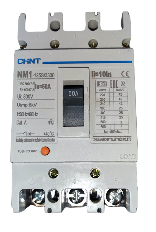 Chint NM1-125S/3300 Circuit Breaker 50A for Electx Electrical Supply applications