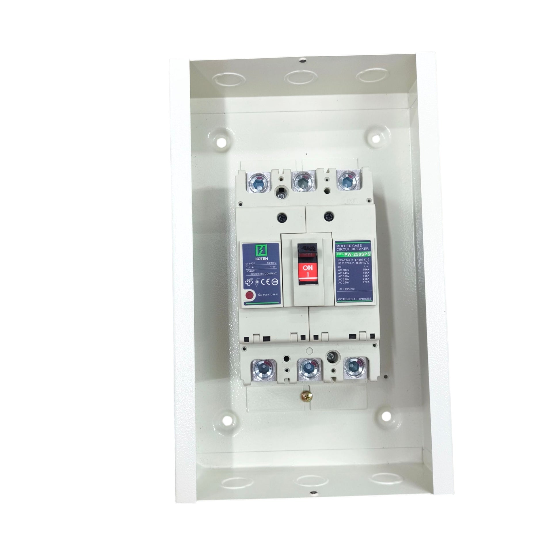 Koten Circuit Breaker Installed in White Enclosure for Safety from electx Electrical Supply