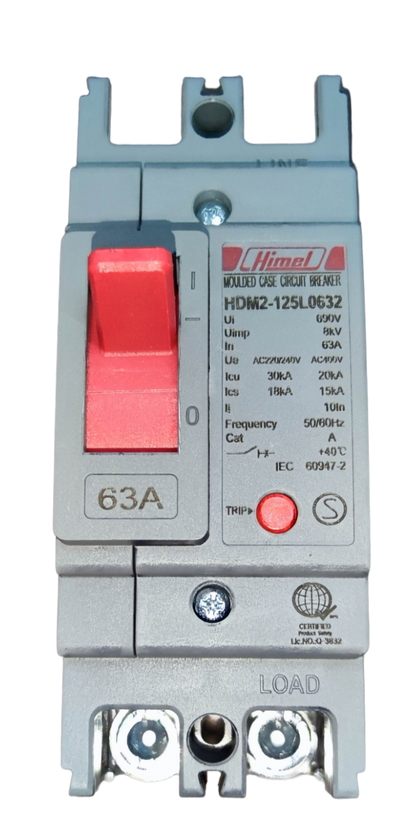 Himel HDM2-125L0632 Circuit Breaker with 63A rating available at Electx Electrical Supply