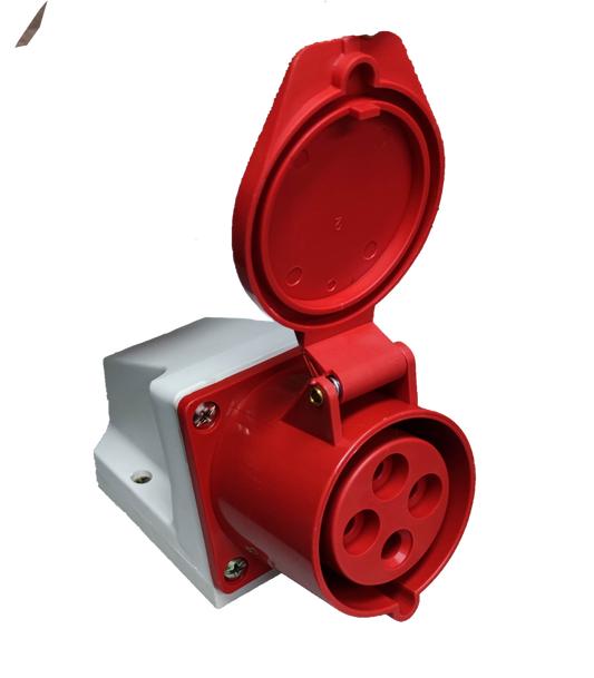 Grippes 4-Gang Red Electrical Socket with Weatherproof Cover from Electx Electrical Supply