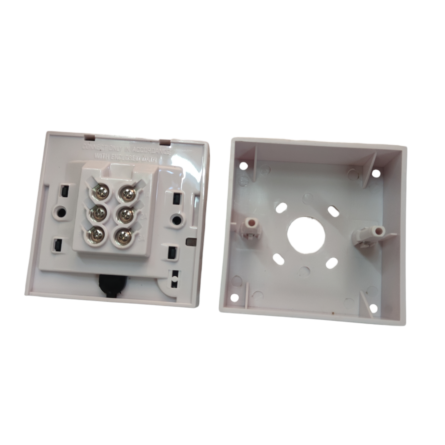 ZwitseRise Break Glass Fire Alarm Switch white plastic mounting base and cover for fire alarm systems