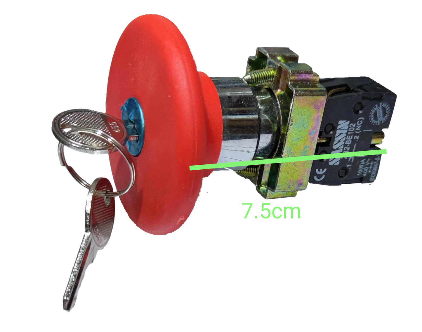 Sassin emergency push button key to unlock switch with 7.5cm length and attached keys