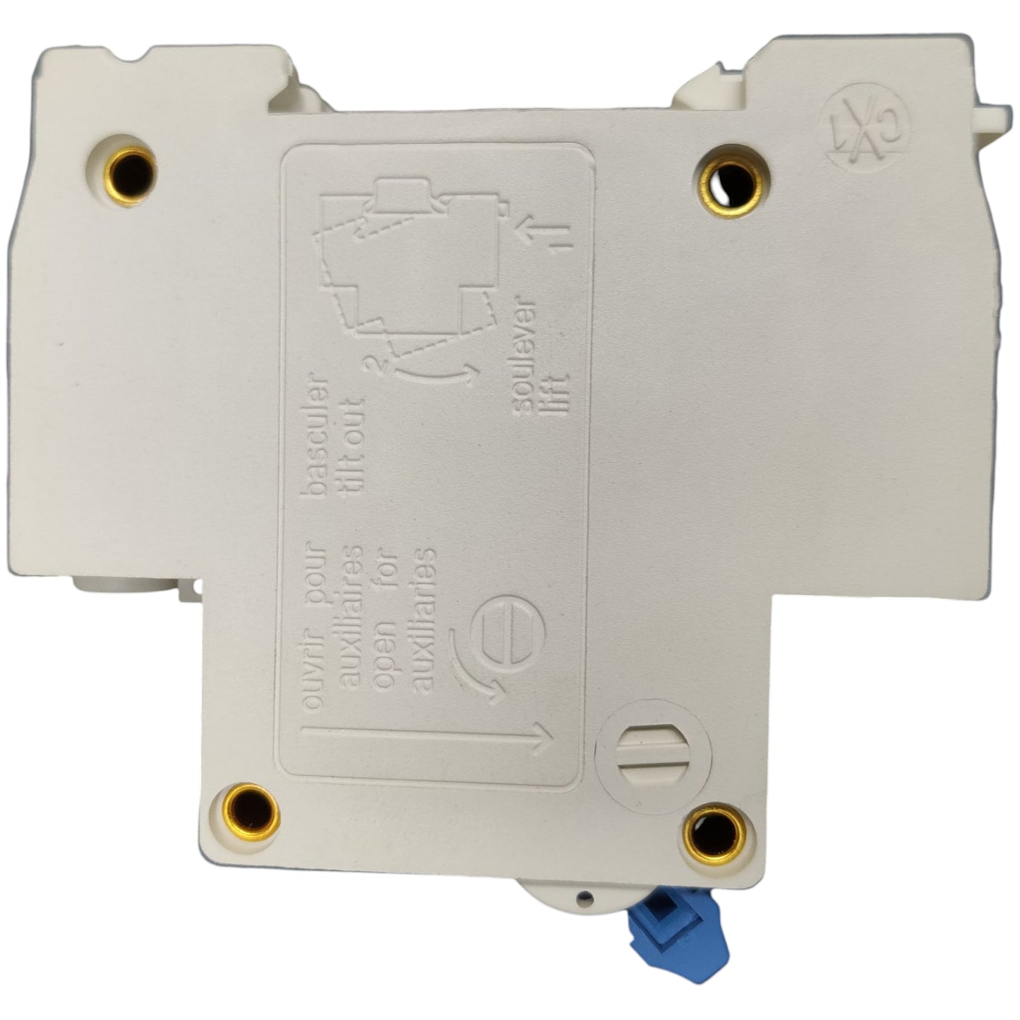 EMTS 32A DC Miniature Circuit Breaker with clear labeling and mounting holes for easy installation