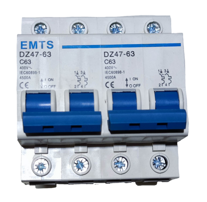 63A 2 pole circuit breaker DZ47-63 C63 400V miniature DIN rail MCB with blue toggle switches