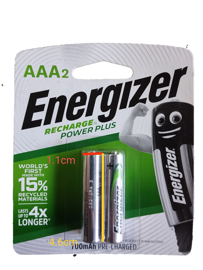 Energizer rechargeable AAA battery pack of 2 with pre-charged power and eco-friendly design