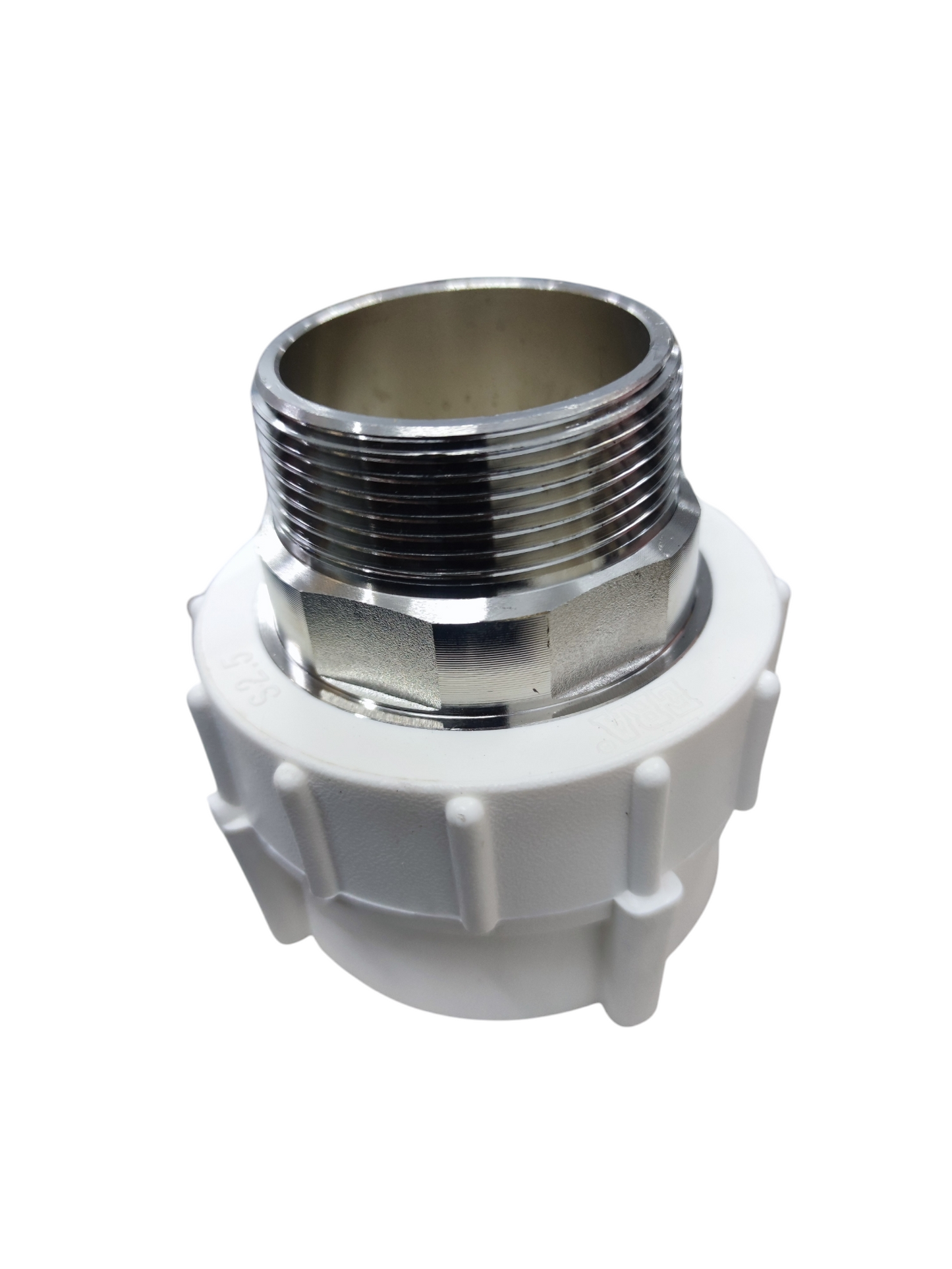 ERA PPR Male Thread Adapter 75mm with white plastic body and silver metal threaded end