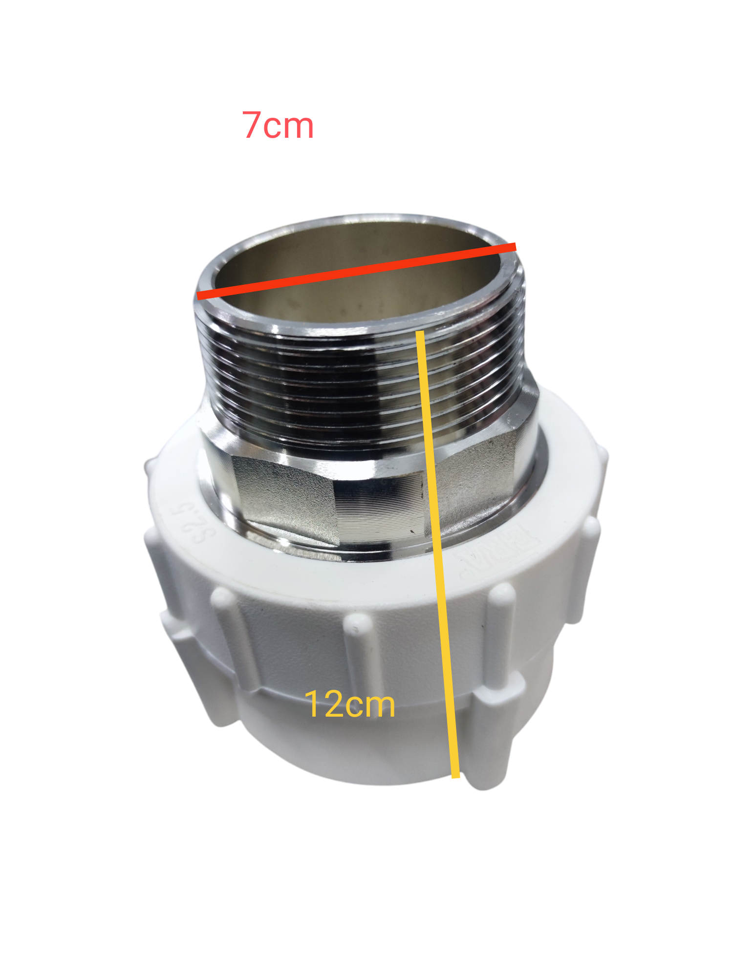 ERA PPR Male Thread Adapter 75mm white plastic with metal threaded connection for pipes and hoses