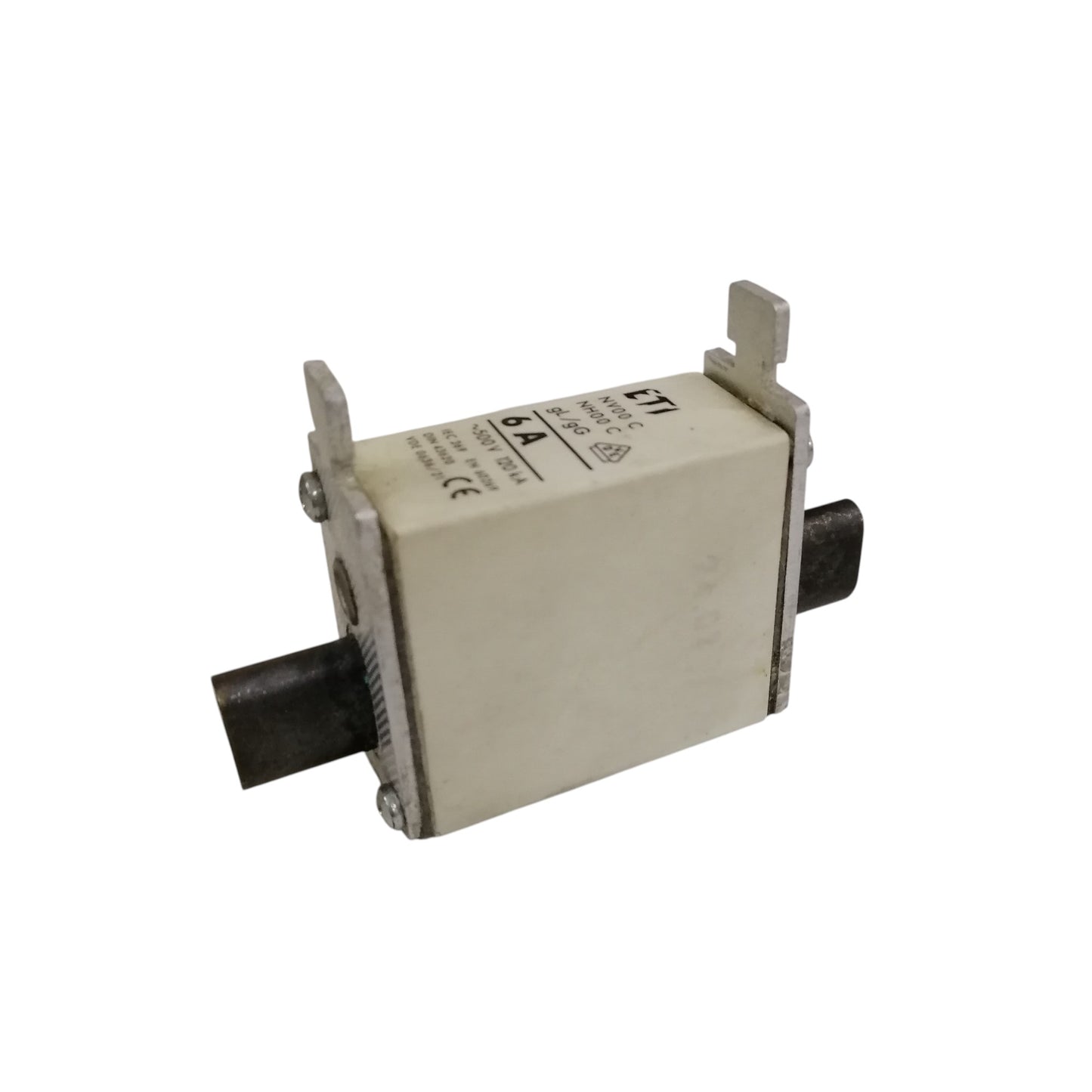 ETI 6A ceramic fuse 500V rectangular cartridge with metal end caps for industrial electrical circuitry