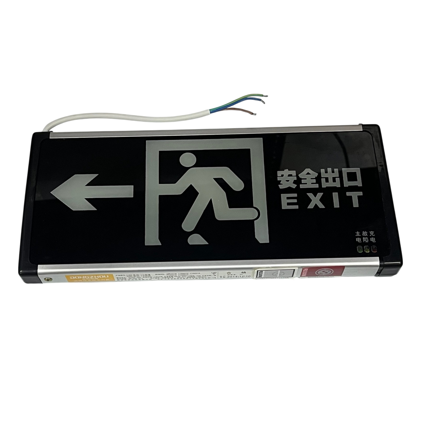 Exit Sign Double Face Running Man work and safety light with left arrow and Chinese characters