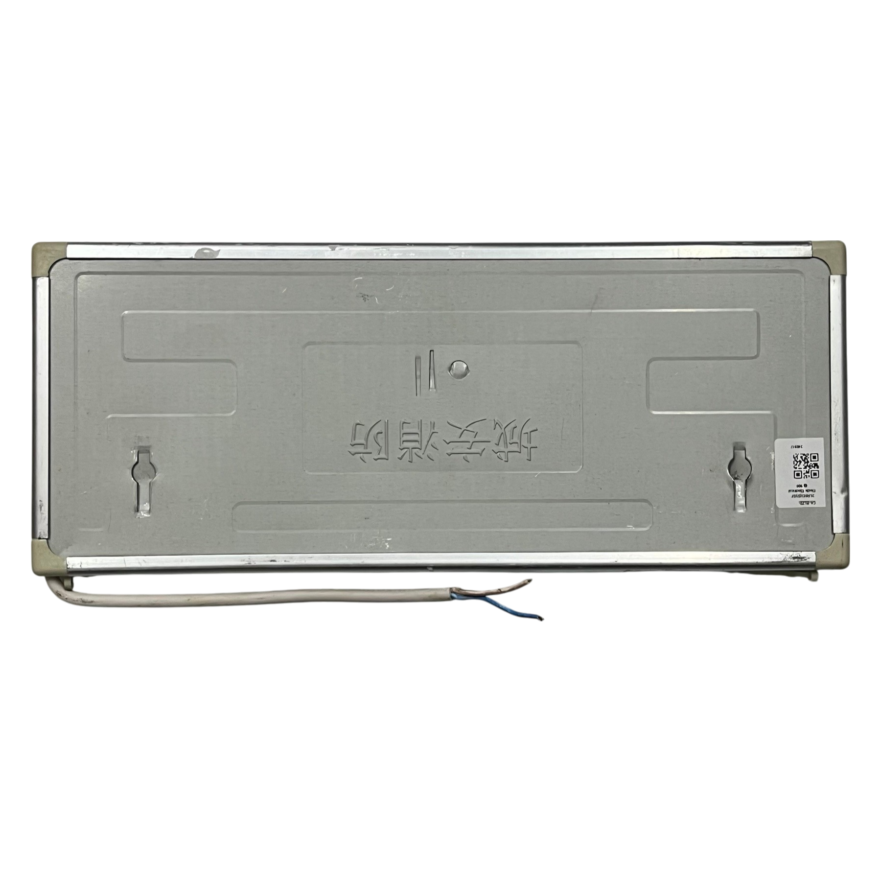 Back view of Exit Sign LED 3W 220V Green with metal casing and wiring for work and safety lighting