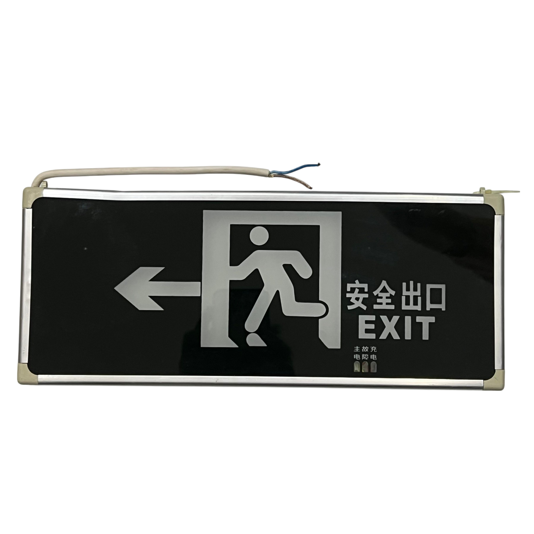 Exit Sign LED 3W 220V Green with left arrow and running man symbol black background