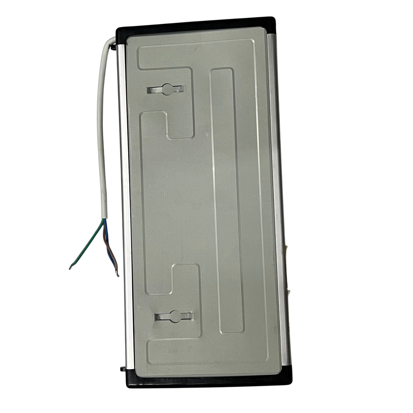 Back view of Exit Sign with Running Man 3W Green showing wiring and mounting plate from China